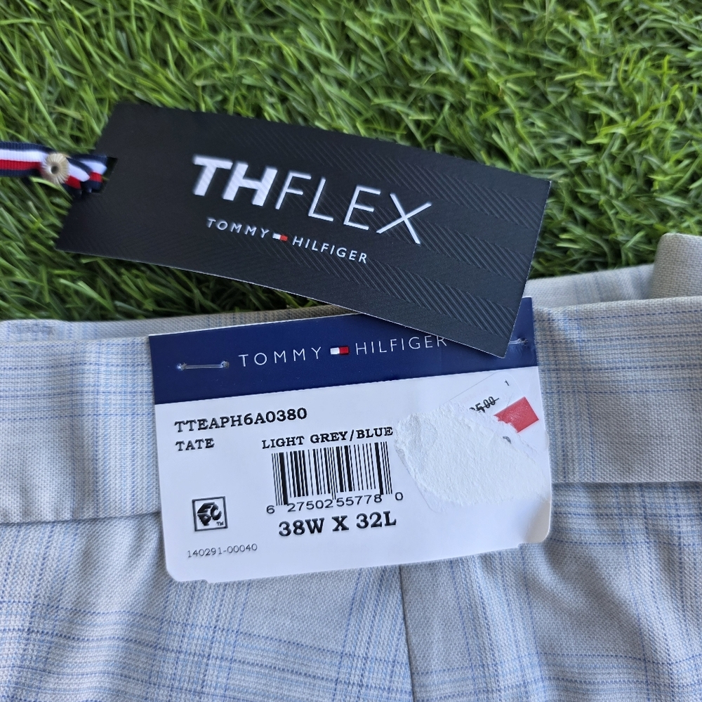 Tommy Hilfiger Mens ThFlex Dress Pants 38x32 Grey Blue Stretch New $95 Striped - Picture 3 of 6